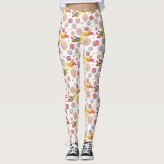 Spring Watercolor Birds Leggings