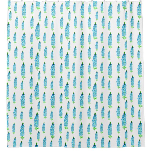  Spring Watercolor Bluebonnets Flowers Pattern   Shower Curtain (Front)