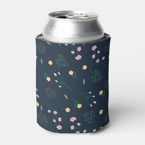 Spring Watercolor Botanical Blooming Seamless Can Cooler