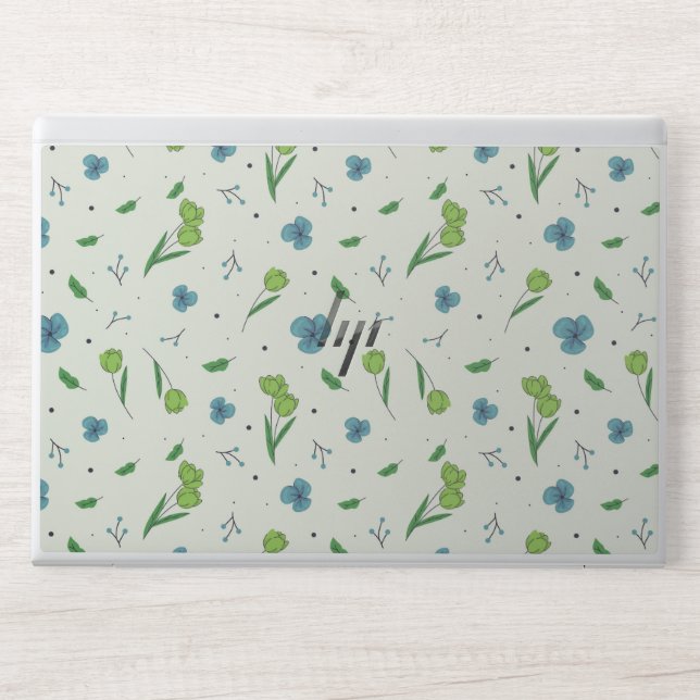 Spring Watercolor Botanical Blooming Seamless HP Laptop Skin (Front)