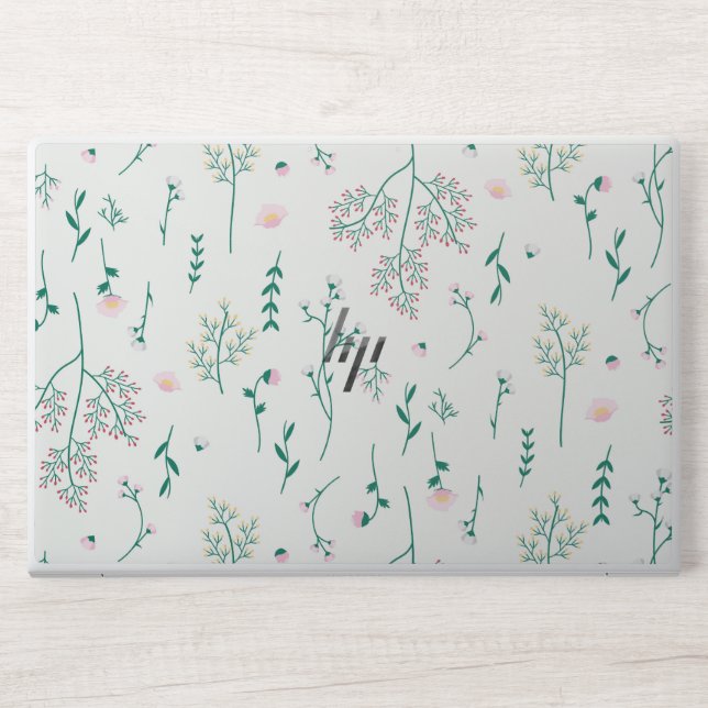 Spring Watercolor Botanical Blooming Seamless HP Laptop Skin (Front)