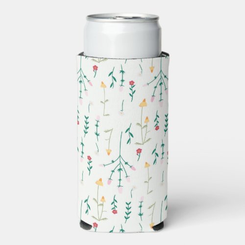 Spring Watercolor Botanical Blooming Seamless Seltzer Can Cooler