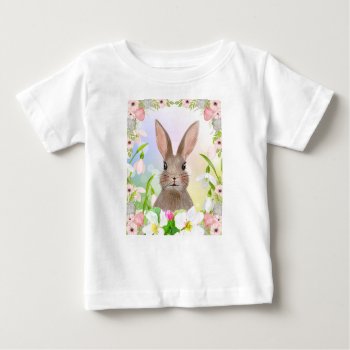 Spring Watercolor Bunny Rabbit Baby T-shirt by xgdesignsnyc at Zazzle