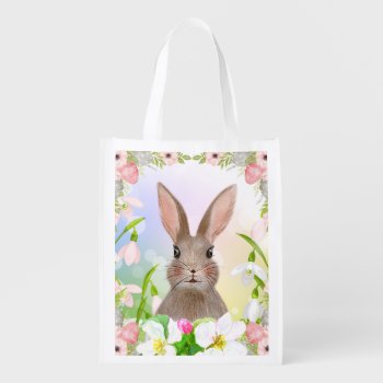 Spring Watercolor Bunny Rabbit Reusable Grocery Bag by xgdesignsnyc at Zazzle