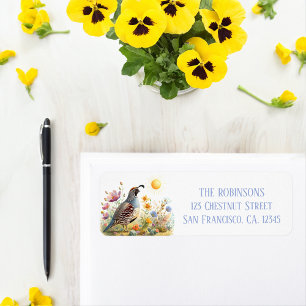 Spring Watercolor California Quail Return Address Label