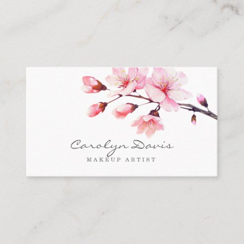 Spring Watercolor Cherry Blossom Business Card