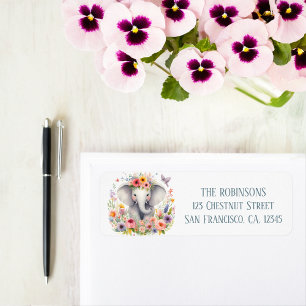 Spring Watercolor Elephant Return Address Label