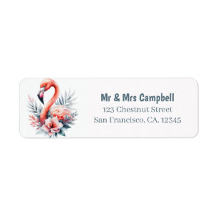 Spring Watercolor Flamingo Return Address Label