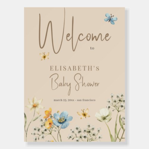 Spring watercolor floral baby shower welcome sign