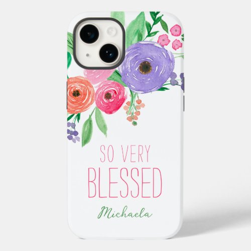 Spring Watercolor Floral Blessed Case_Mate iPhone 14 Case