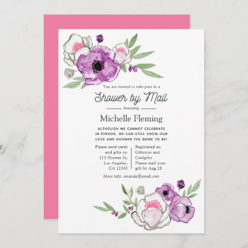 Spring Watercolor Floral Bridal Shower by Mail Invitation