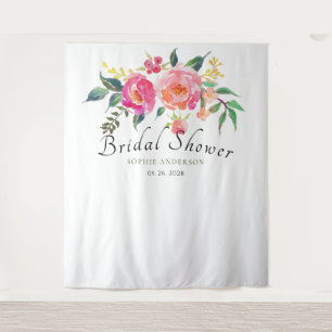 Spring Watercolor Floral Bridal Shower Photobooth Tapestry