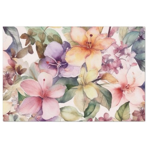 SPRING WATERCOLOR FLORAL DECOUPAGE TISSUE PAPER