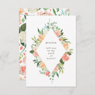 Spring Watercolor Floral Diamond Maid of Honor Invitation