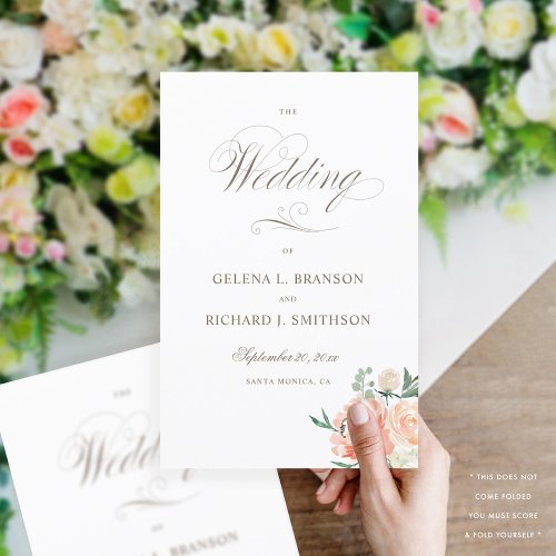 Spring Watercolor Floral Folded Wedding Program