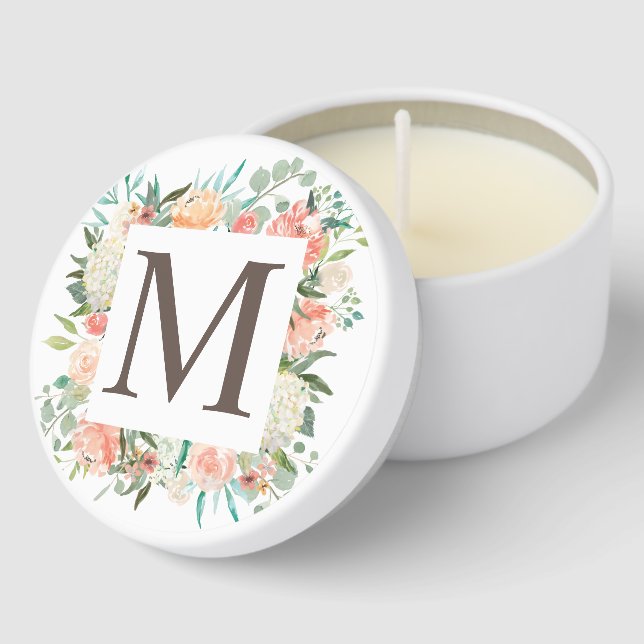 Spring Watercolor Floral Initial Mini Candle Favors (Corner)