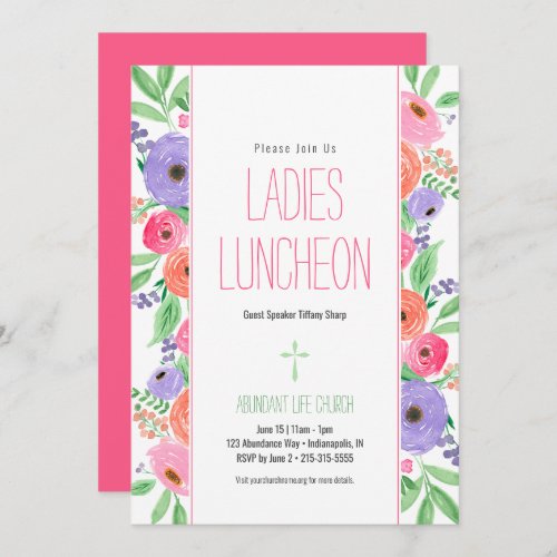 Spring Watercolor Floral Ladies Church Luncheon Invitation