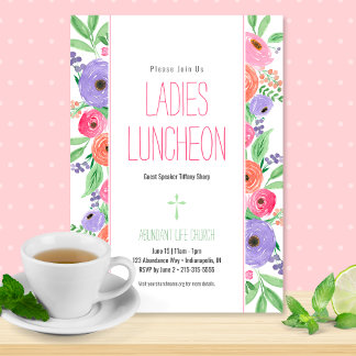 Spring Watercolor Floral Ladies Church Luncheon Invitation