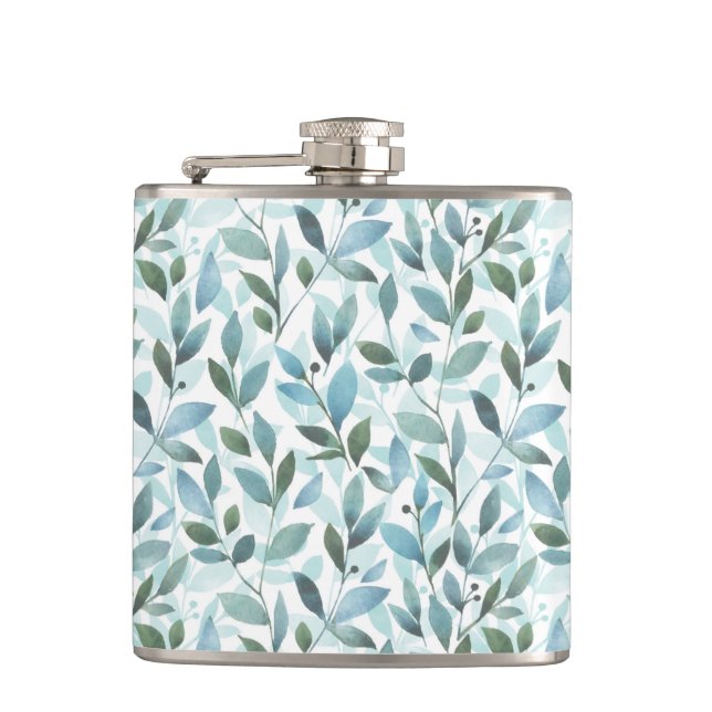 Spring. Watercolor floral pattern Flask (Front)