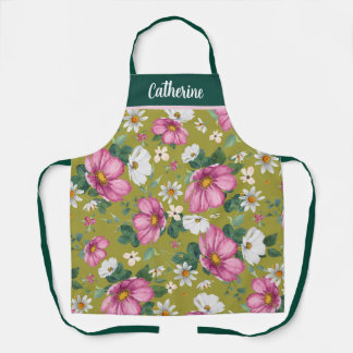 Spring watercolor floral personalized Apron