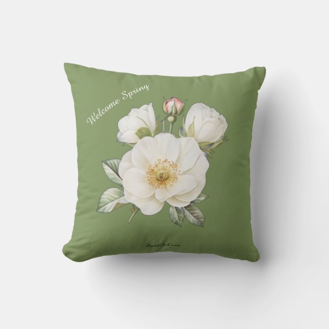 Spring Watercolor Floral Pillow Cover, Custom (Front)