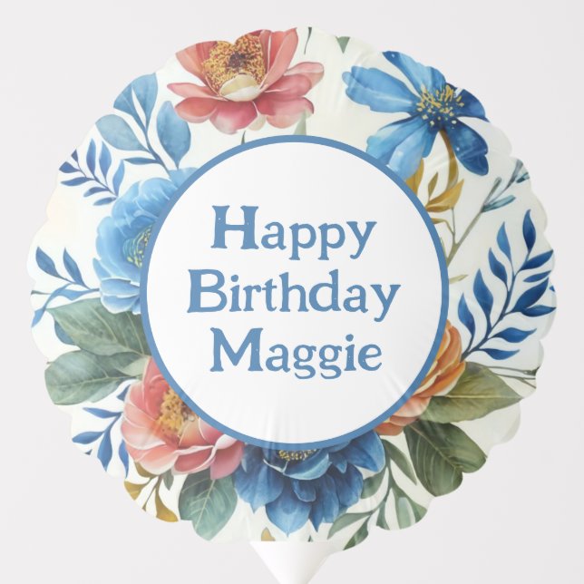 Spring Watercolor Floral Print Balloon (Front)