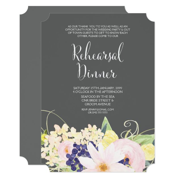 Spring Watercolor Floral Rehearsal Dinner Invite