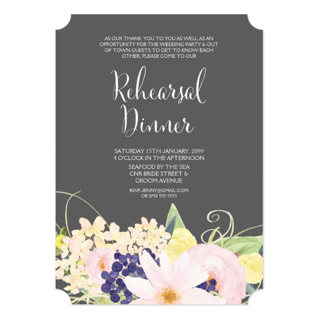 Spring Watercolor Floral Rehearsal Dinner Invite