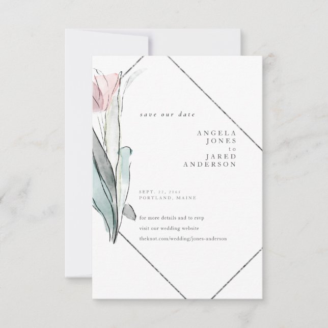 Spring Watercolor Floral Save our Dates The Date (Front)