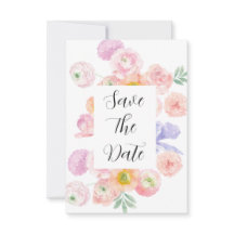 Spring Watercolor Floral Save The Date Card