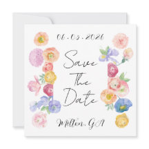 Spring Watercolor Floral Save The Date Card
