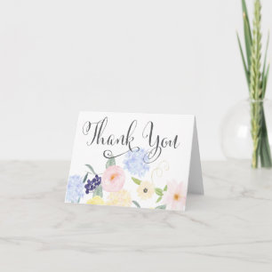 Spring Watercolor Floral Thank You Greeting Card