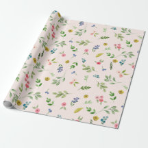 Spring Watercolor Floral Wedding Wrapping Paper