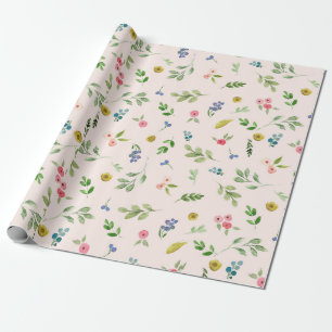 Spring Watercolor Floral Wedding Wrapping Paper