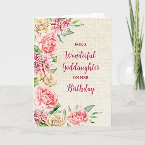 Spring Watercolor Flowers Goddaughter Birthday Card