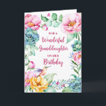 Spring Watercolor Flowers Granddaughter Birthday Card<br><div class="desc">Birthday card for granddaughter with vintage colorful watercolor flowers and thoughtful verse.</div>