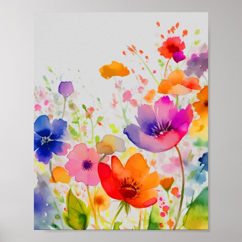 Spring Watercolor flowers Nature Lover Poster