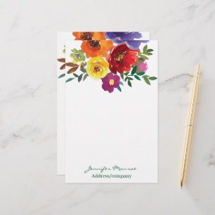 Spring watercolor flowers personalized stationery