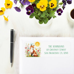 Spring Watercolor Fox Return Address Label