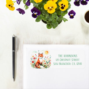Spring Watercolor Fox Return Address Label