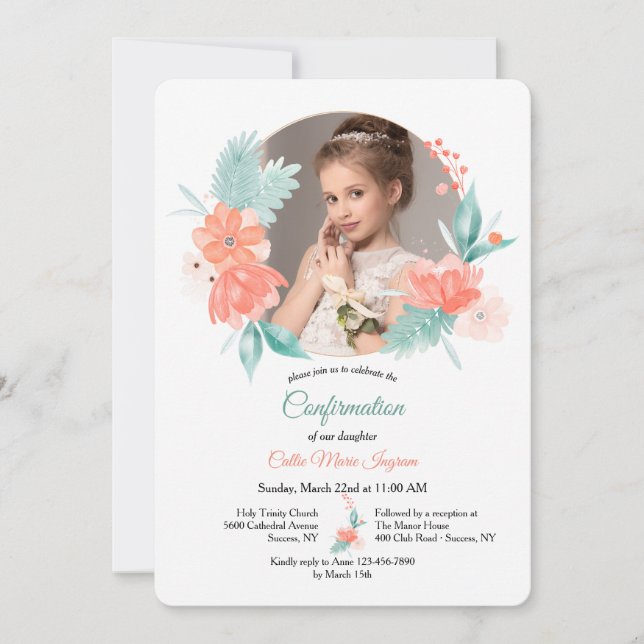 Spring Watercolor Frame Confirmation Invitation (Front)