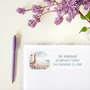 Spring Watercolor Giraffe Return Address Label