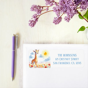 Spring Watercolor Giraffe Return Address Label