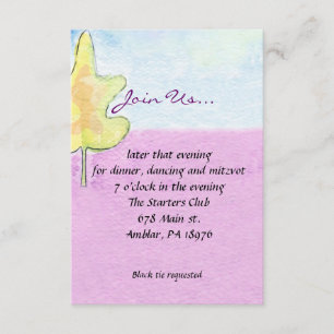 Spring Watercolor Jewish Bat Mitzvah Party Card