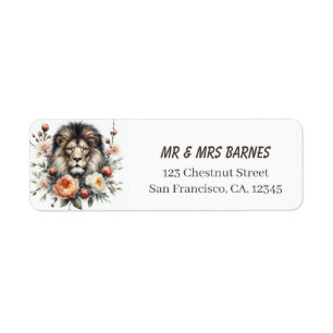 Spring Watercolor Lion Return Address Label