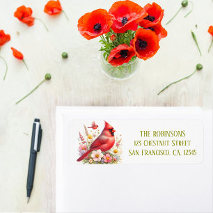 Spring Watercolor Northern Cardinal Return Address Label