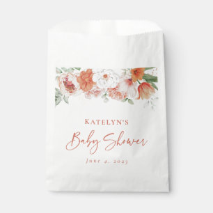 Spring Watercolor Peach Floral Girl Baby Shower Favor Bag