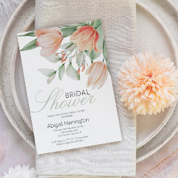 Spring Watercolor Peachy Floral Bridal Shower Invitation