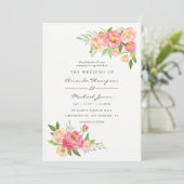 Spring Watercolor Peonies Wedding Invitation (Standing Front)