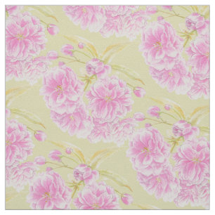 Spring watercolor pink blossom blooms fabric